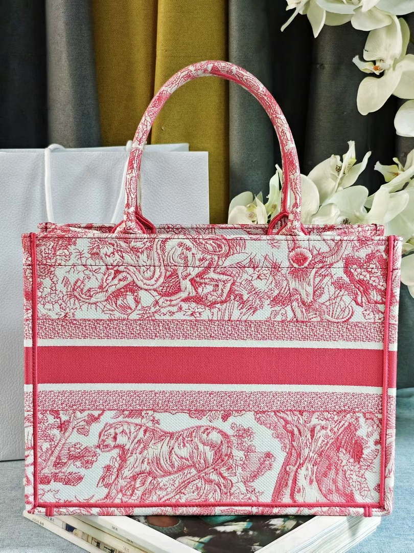 Dior M1296 Medium Dioriviera Book Tote Raffia Toile de Jouy Sauvage M0105