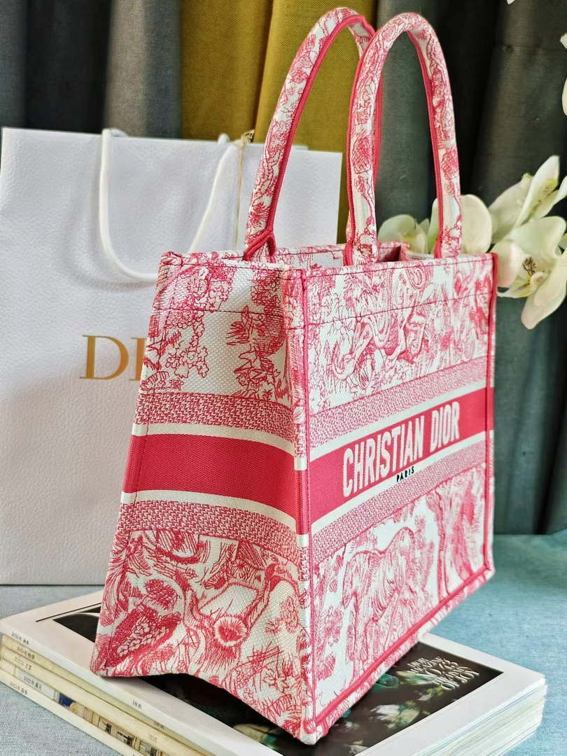 Dior M1296 Medium Dioriviera Book Tote Raffia Toile de Jouy Sauvage M0105