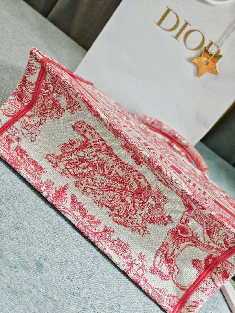 Dior M1296 Medium Dioriviera Book Tote Raffia Toile de Jouy Sauvage M0105
