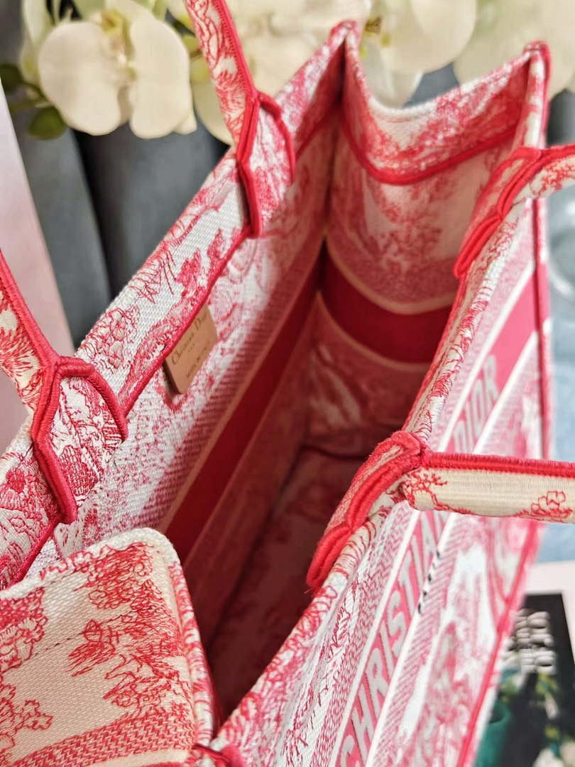 Dior M1296 Medium Dioriviera Book Tote Raffia Toile de Jouy Sauvage M0105