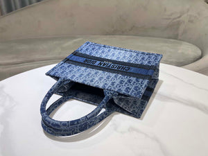 Dior M1296 Small Dior Book Tote Blue Denim Dior Oblique Jacquard M2015 - Default Title - View 5