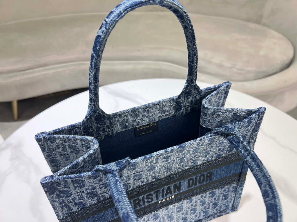 Dior M1296 Small Dior Book Tote Blue Denim Dior Oblique Jacquard M2015
