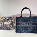Dior M1296 Small Dior Book Tote Navy Blue Dior Constellation Embroidery