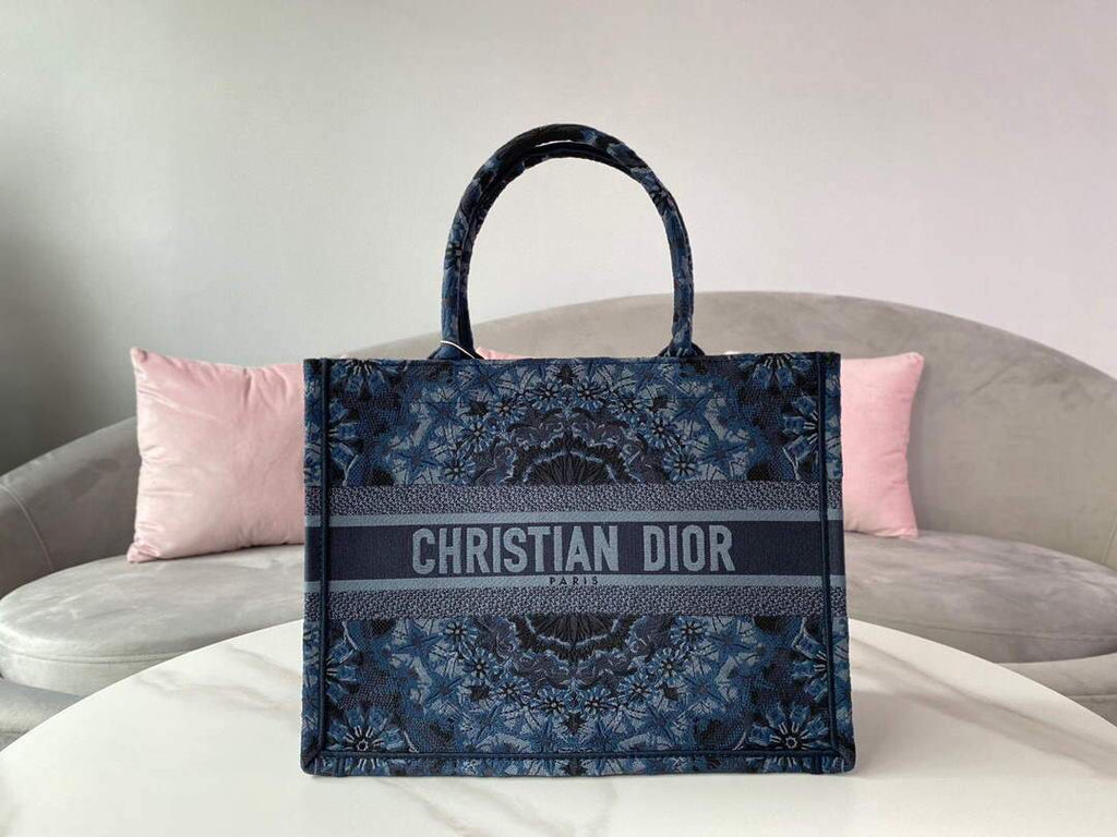 Dior M1296 Small Dior Book Tote Navy Blue Dior Constellation Embroidery