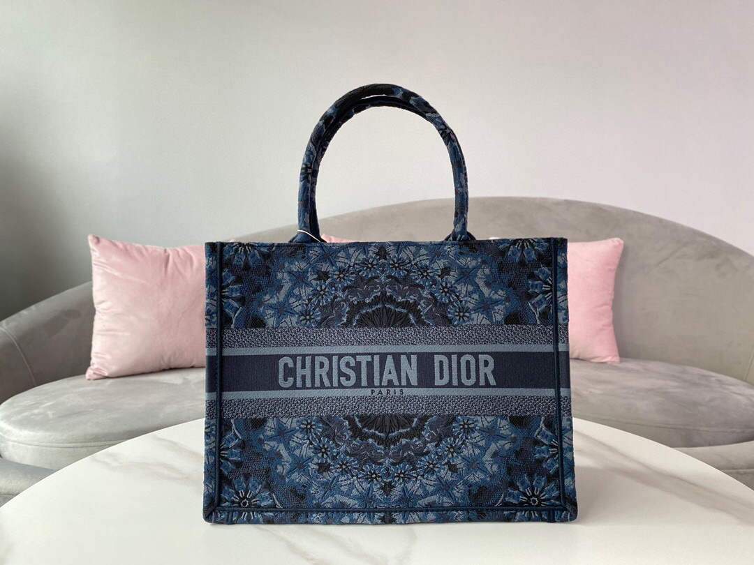 Dior M1296 Small Dior Book Tote Navy Blue Dior Constellation Embroidery