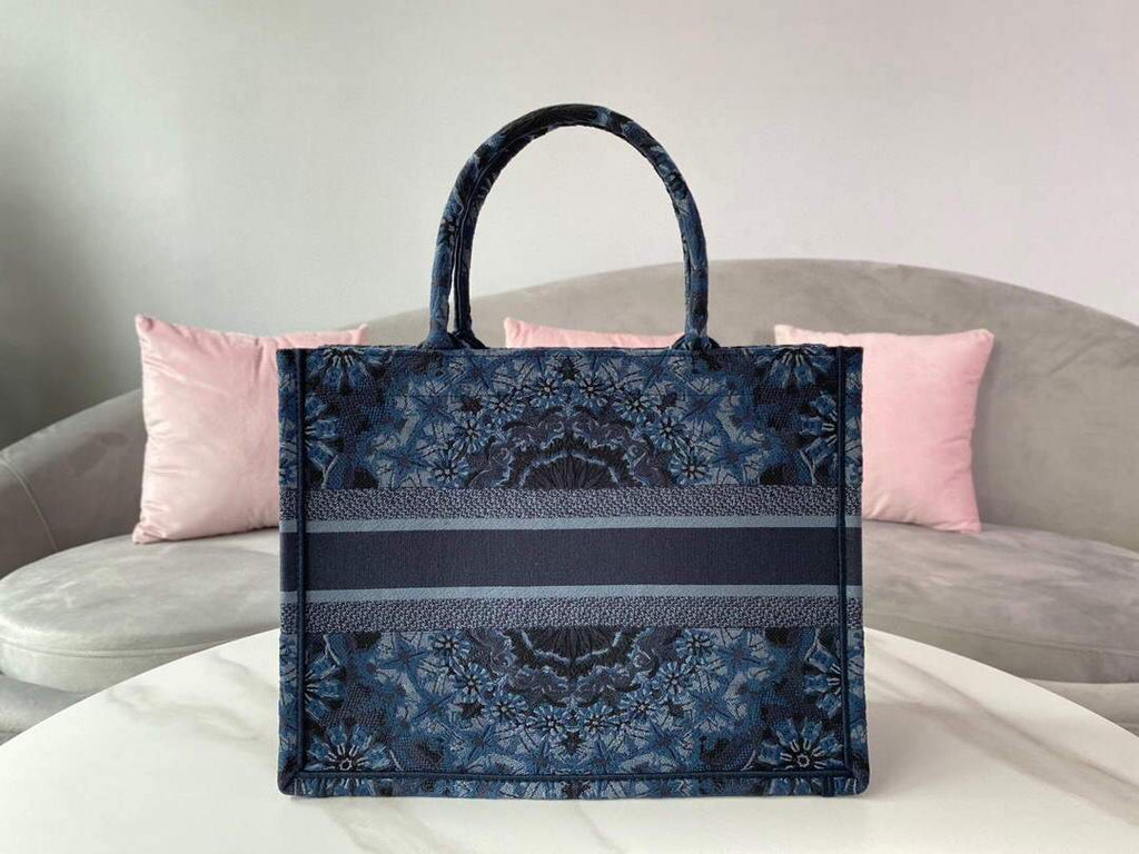 Dior M1296 Small Dior Book Tote Navy Blue Dior Constellation Embroidery