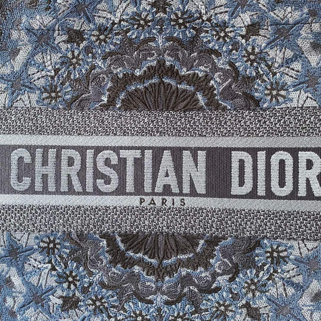 Dior M1296 Small Dior Book Tote Navy Blue Dior Constellation Embroidery