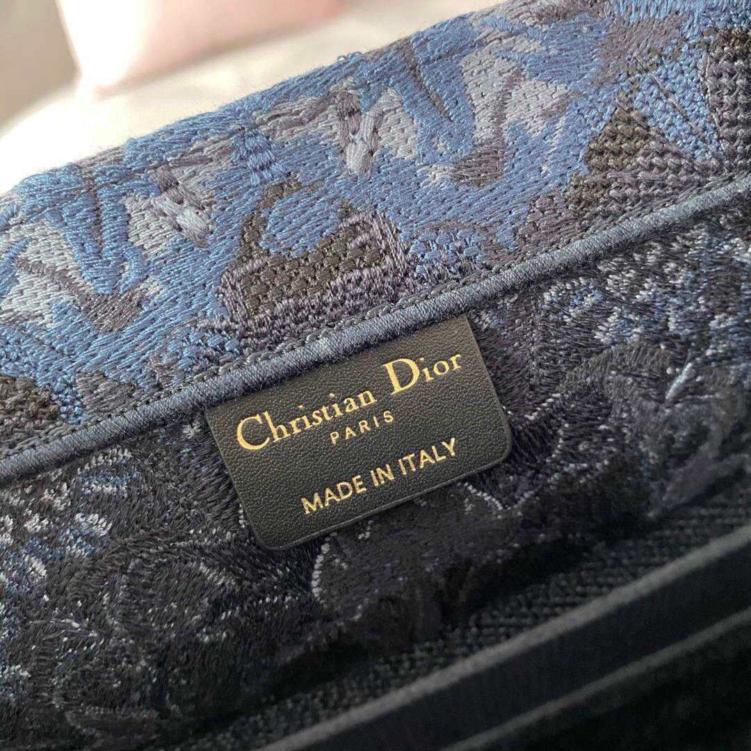 Dior M1296 Small Dior Book Tote Navy Blue Dior Constellation Embroidery