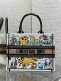 Dior M1296 Souvenir Medium Dior Book Tote Natural Raffia and Multicolor Embroidered M9643