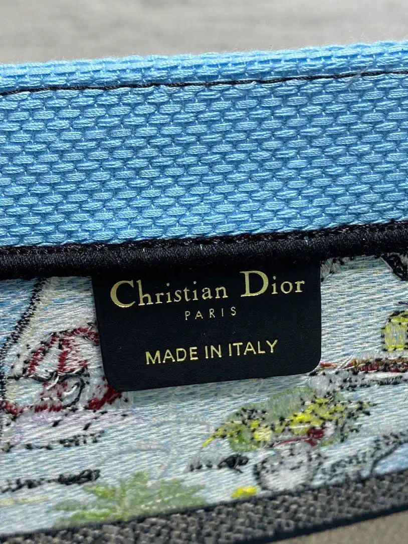 Dior M1296 Souvenir Medium Dior Book Tote Natural Raffia and Multicolor Embroidered M9644