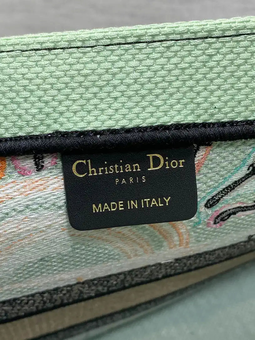 Dior M1296 Souvenir Medium Dior Book Tote Natural Raffia and Multicolor Embroidered M9646