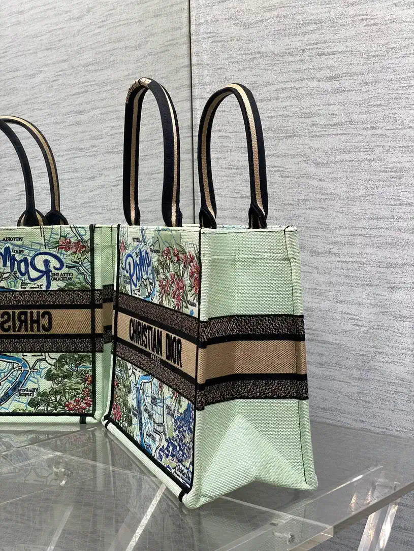 Dior M1296 Souvenir Medium Dior Book Tote Natural Raffia and Multicolor Embroidered M9650