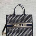 Dior M1323 Large Dior Book Tote Blue Dior Oblique Embroidery and Calfskin M2012 - Default Title - View 1