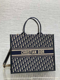 Dior M1323 Large Dior Book Tote Blue Dior Oblique Embroidery and Calfskin M2012
