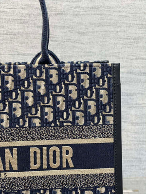 Dior M1324 Medium Dior Book Tote Blue Dior Oblique Embroidery and Calfskin M2010 - Default Title - View 3