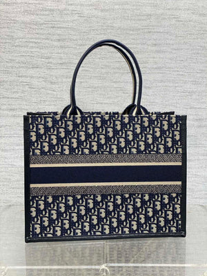 Dior M1324 Medium Dior Book Tote Blue Dior Oblique Embroidery and Calfskin M2010 - Default Title - View 4