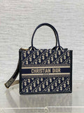 Dior M1325 Small Dior Book Tote Blue Dior Oblique Embroidery and Calfskin M2011