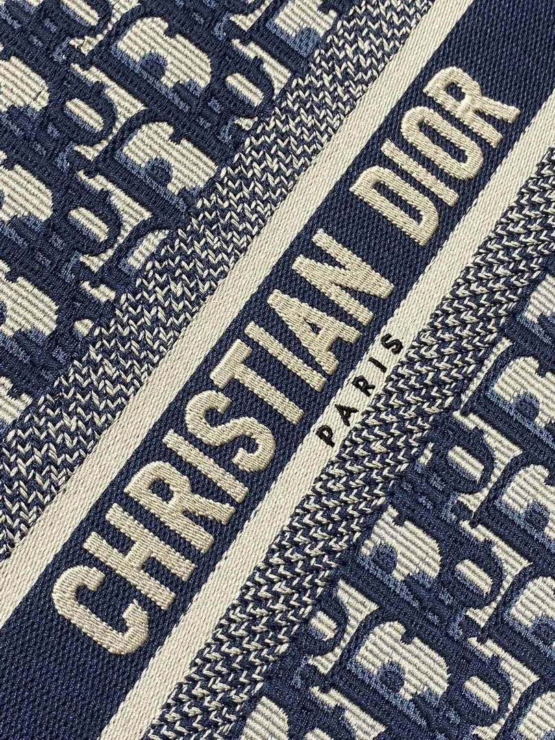 Dior M1325 Small Dior Book Tote Blue Dior Oblique Embroidery and Calfskin M2011