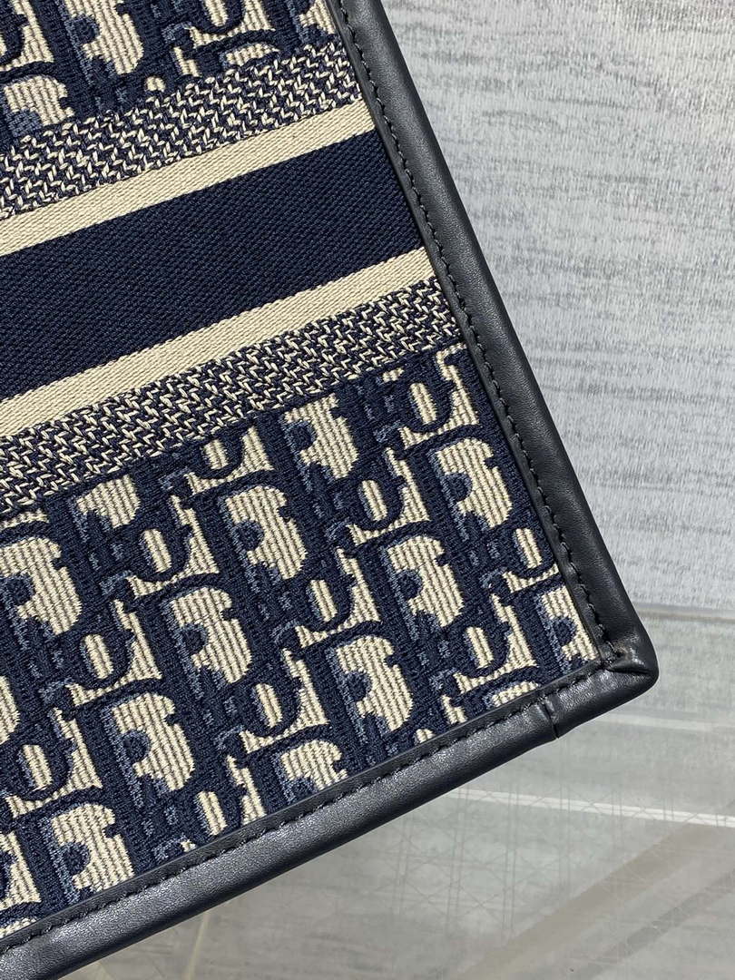 Dior M1325 Small Dior Book Tote Blue Dior Oblique Embroidery and Calfskin M2011