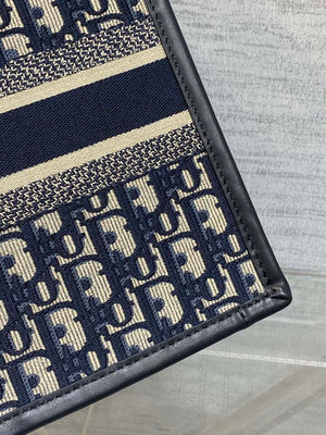 Dior M1325 Small Dior Book Tote Blue Dior Oblique Embroidery and Calfskin M2011 - Default Title - View 5