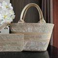 Dior M1328 Hat Basket Bag Beige D-Lace Butterfly Embroidery with Macram¨¦ Effec - Default Title - View 1
