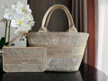 Dior M1328 Hat Basket Bag Beige D-Lace Butterfly Embroidery with Macram¨¦ Effec