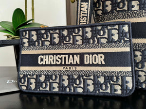 Dior M1328 Hat Basket Bag Navy Blue and Gold-tone Blue Dior Oblique Jacquard - Default Title - View 3