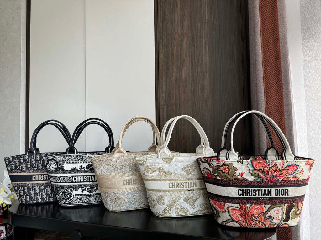 Dior M1328 Hat Basket Bag Red Le Coeur des Papillons Embroider