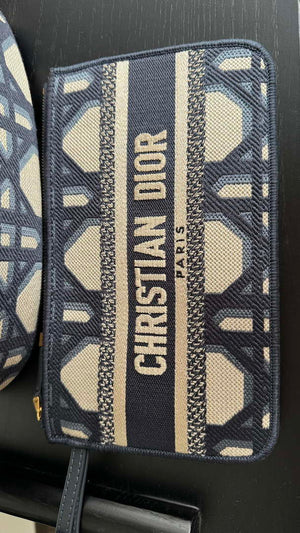 Dior M1328 Hat Basket Bag White and Blue with Gold-Tone Macrocannage Embroidery - Default Title - View 3