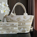 Dior M1328 Hat Basket Bag White and Gold-tone Gradient Butterflies Embroidery - Default Title - View 1