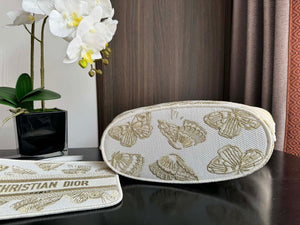 Dior M1328 Hat Basket Bag White and Gold-tone Gradient Butterflies Embroidery - Default Title - View 7