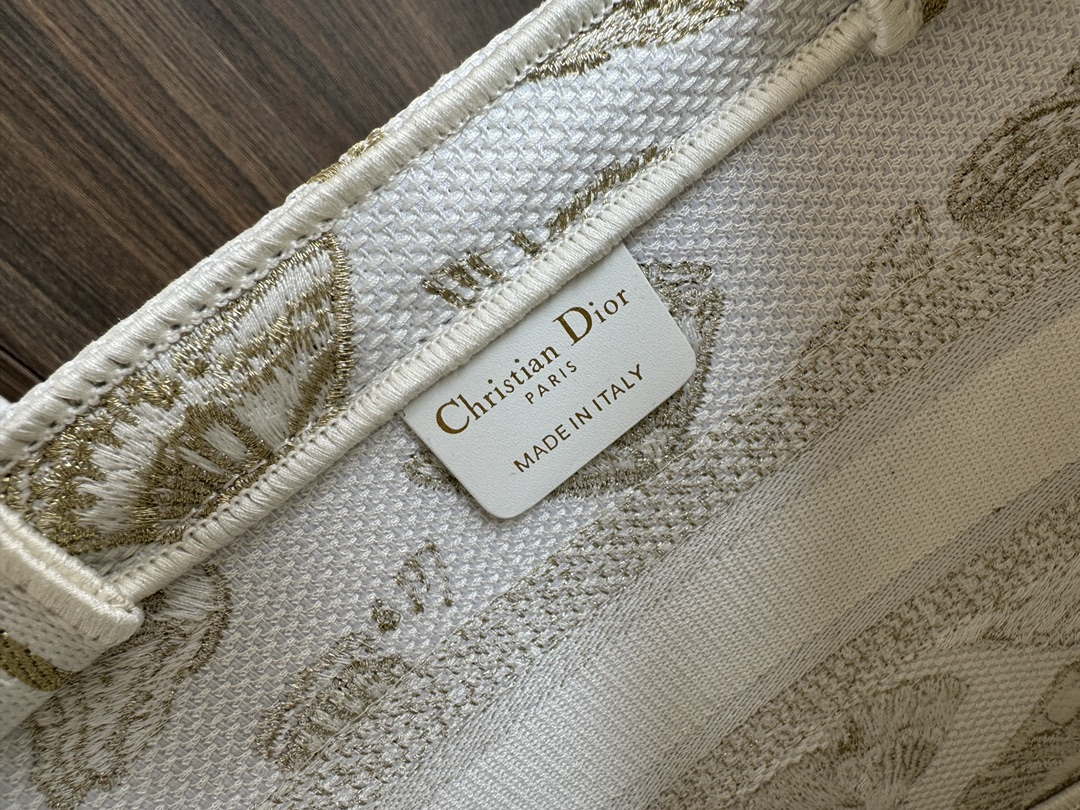 Dior M1328 Hat Basket Bag White and Gold-tone Gradient Butterflies Embroidery - Default Title - View 9