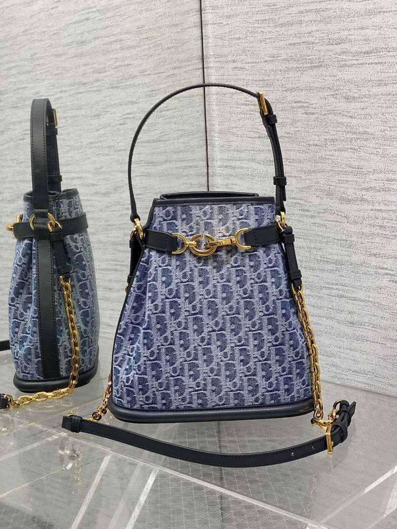 Dior M2271 Medium C'est Dior Bag Blue Denim Dior Oblique Jacquard M2029