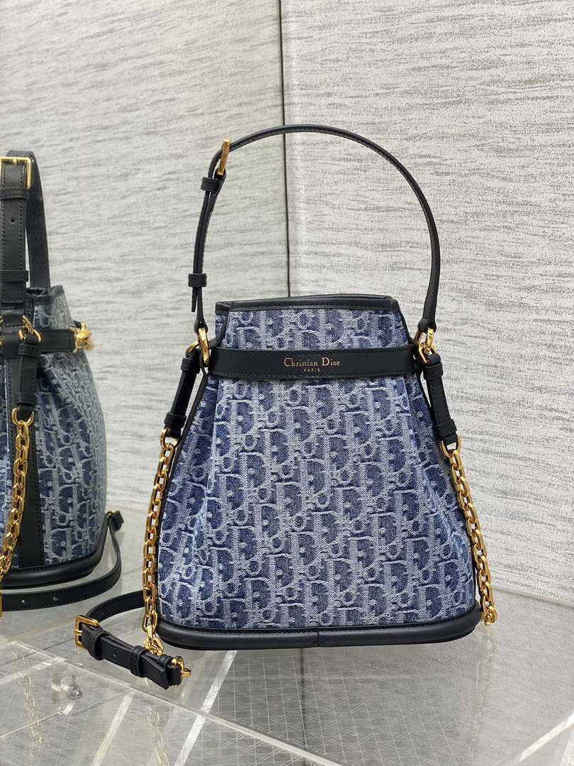 Dior M2271 Medium C'est Dior Bag Blue Denim Dior Oblique Jacquard M2029