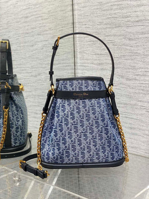 Dior M2271 Medium C'est Dior Bag Blue Denim Dior Oblique Jacquard M2029 - Default Title - View 4