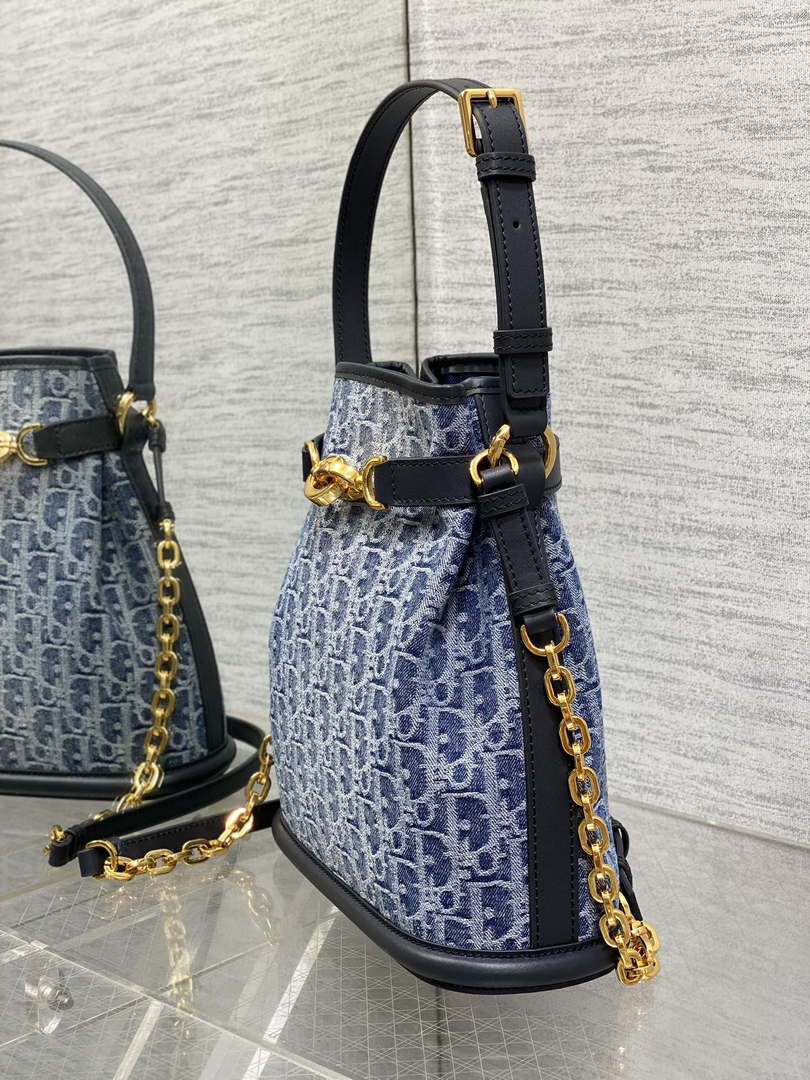 Dior M2271 Medium C'est Dior Bag Blue Denim Dior Oblique Jacquard M2029