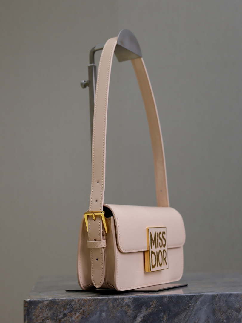 Dior M2610 Miss Dior Flap Bag Beige Patent Calfskin
