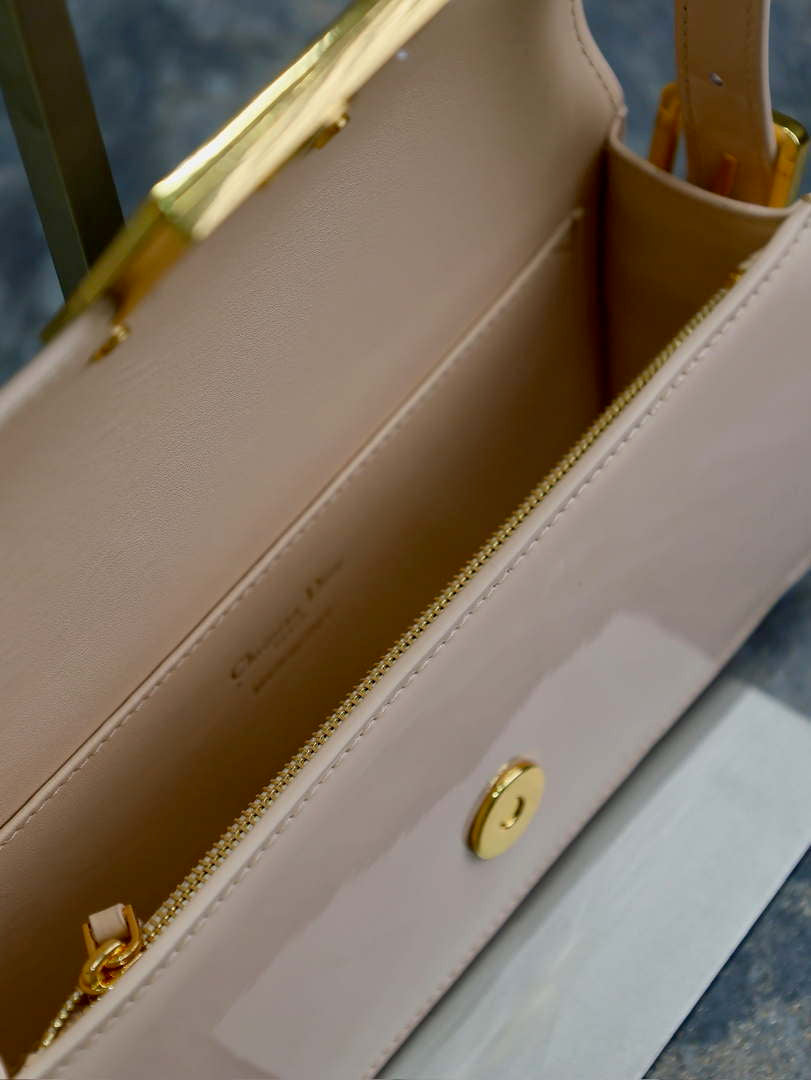 Dior M2610 Miss Dior Flap Bag Beige Patent Calfskin