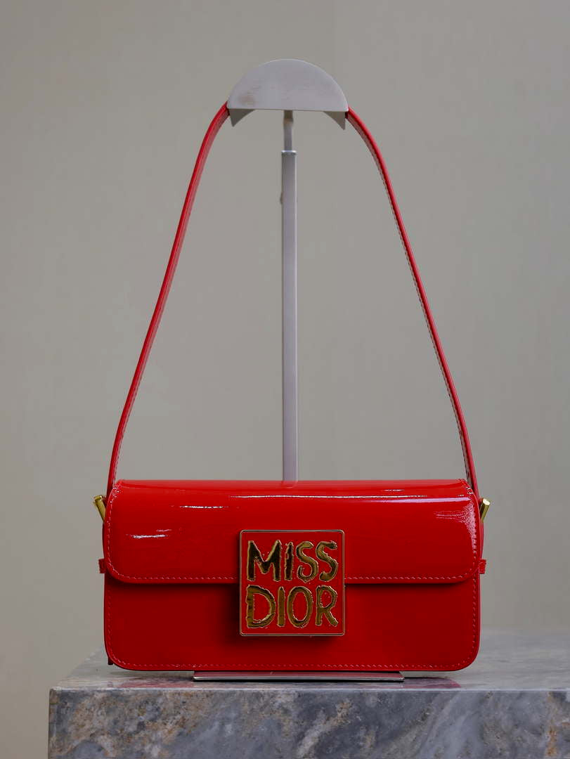 Dior M2610 Miss Dior Flap Bag Red Patent Calfskin