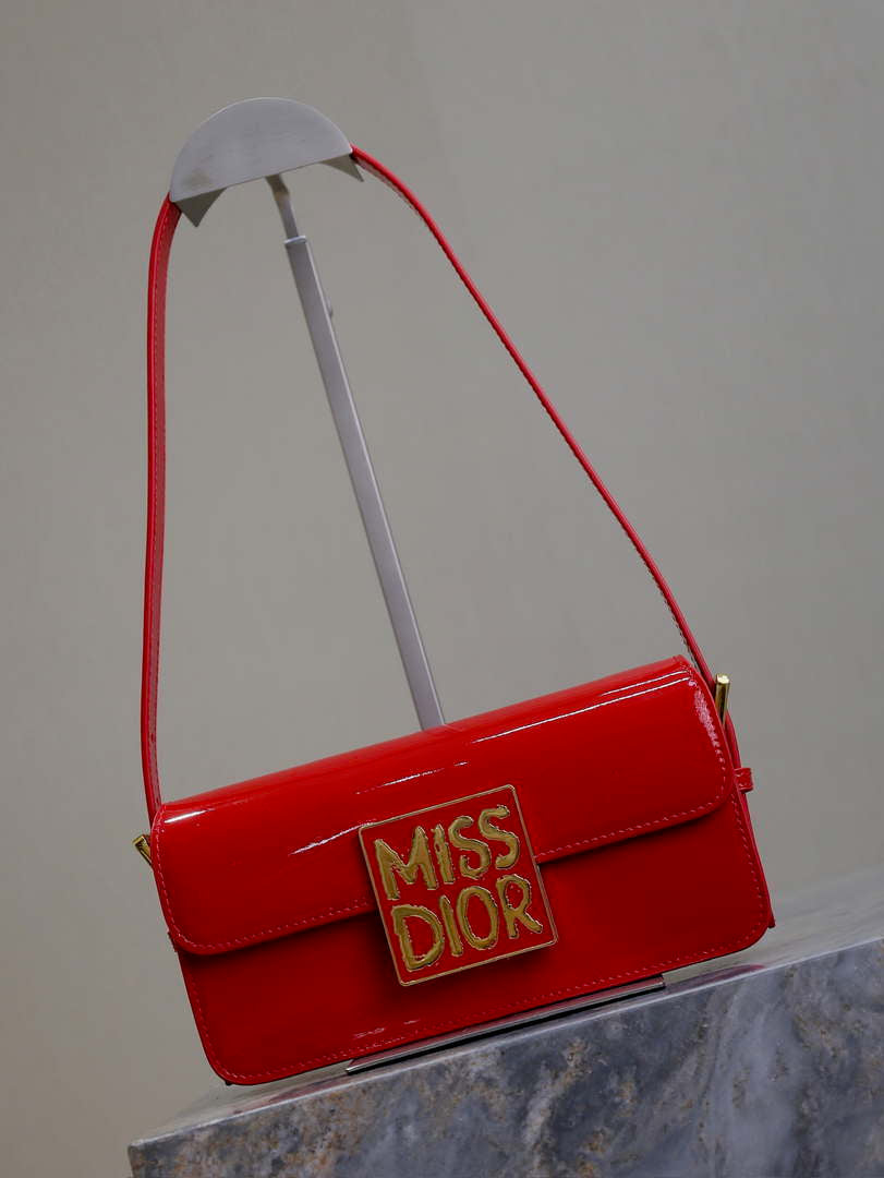 Dior M2610 Miss Dior Flap Bag Red Patent Calfskin
