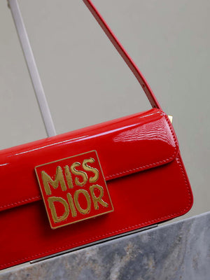 Dior M2610 Miss Dior Flap Bag Red Patent Calfskin - Default Title - View 4
