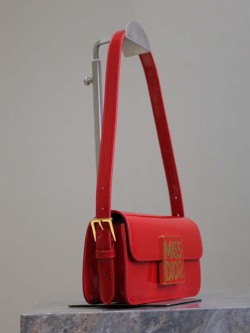 Dior M2610 Miss Dior Flap Bag Red Patent Calfskin