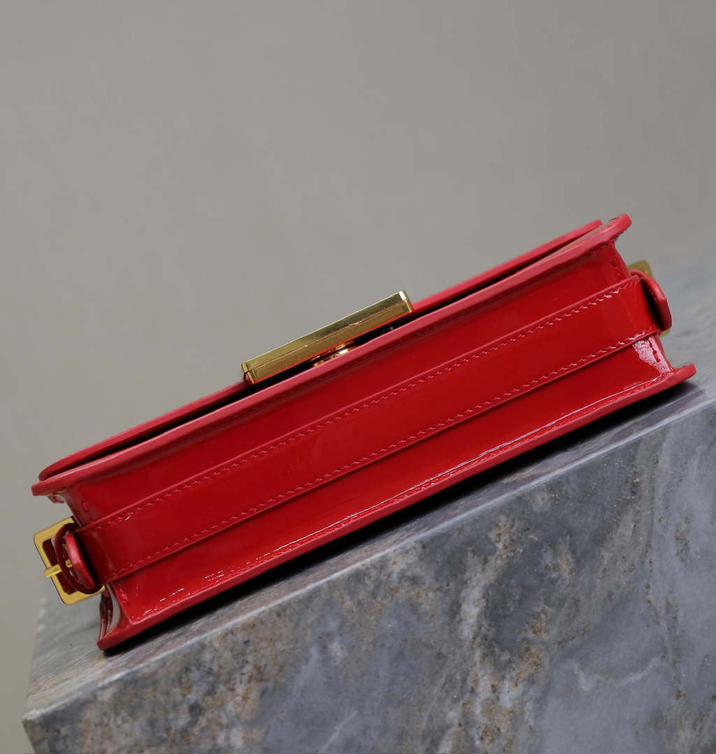 Dior M2610 Miss Dior Flap Bag Red Patent Calfskin