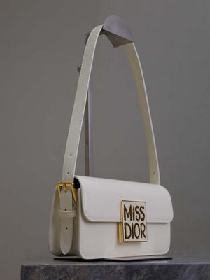 Dior M2610 Miss Dior Flap Bag White Patent Calfskin - Default Title - View 4