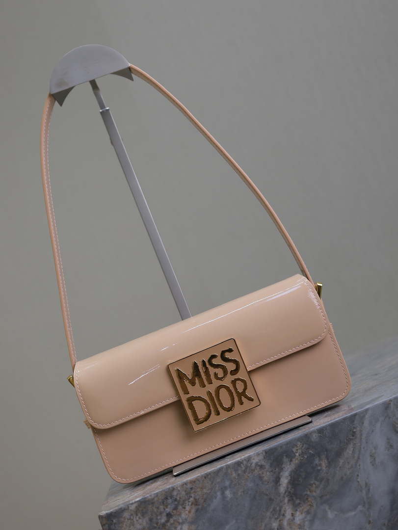 Dior M2610 Miss Dior Flap Bag Apricot Patent Calfskin