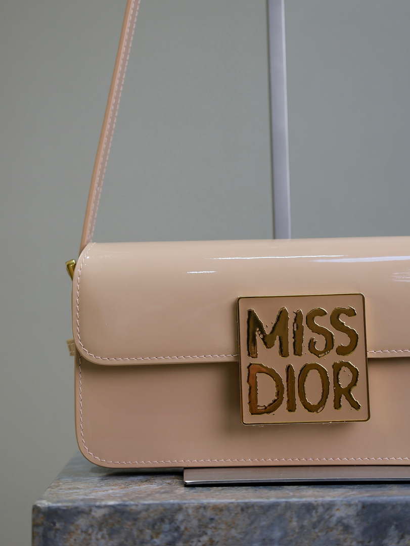 Dior M2610 Miss Dior Flap Bag Apricot Patent Calfskin