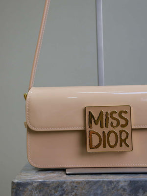 Dior M2610 Miss Dior Flap Bag Apricot Patent Calfskin - Default Title - View 4
