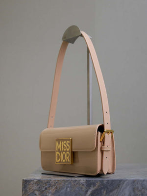 Dior M2610 Miss Dior Flap Bag Apricot Patent Calfskin - Default Title - View 6