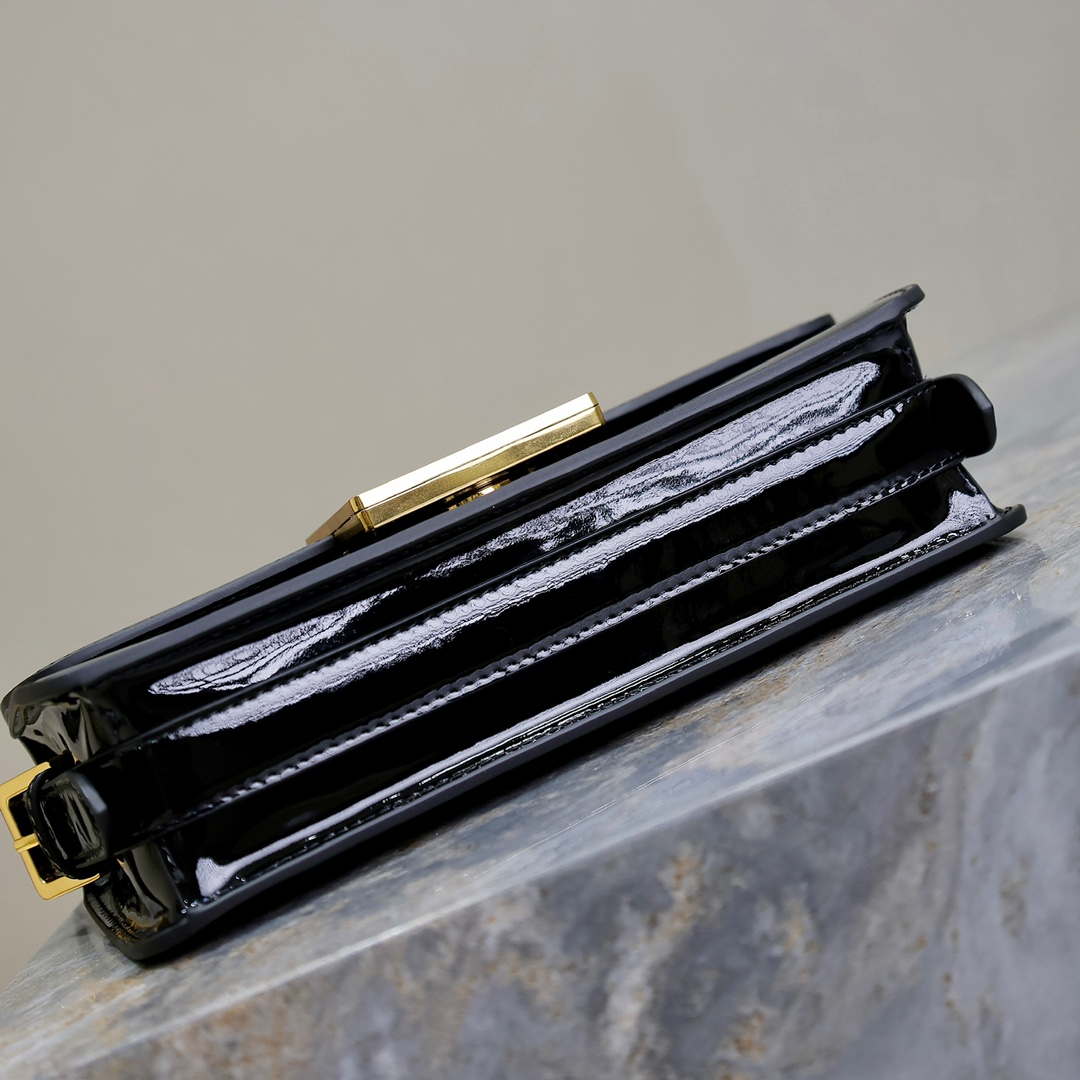 Dior M2610 Miss Dior Flap Bag Black Patent Calfskin