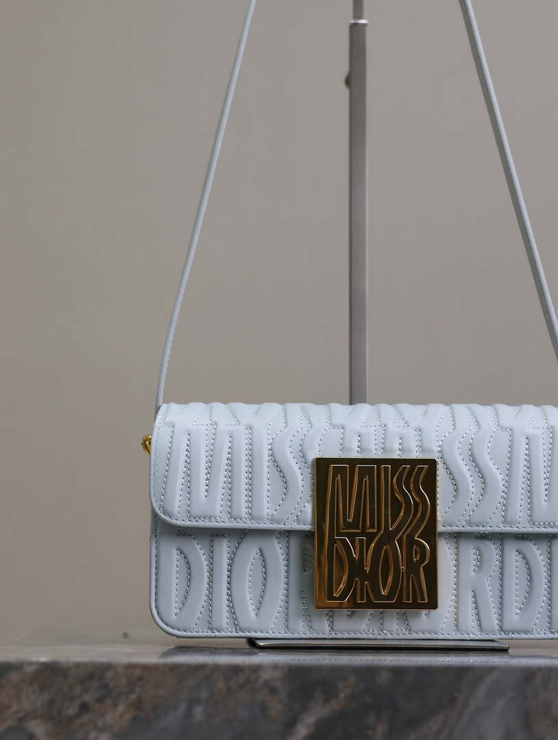 Dior M2610UBOS_M900 Blue Quilted Miss Dior Allover Calfskin